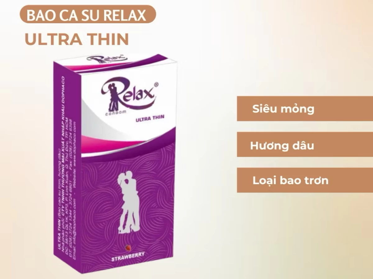 Bao caosu Relax Ultra Thin Trơn Hương Dâu H12