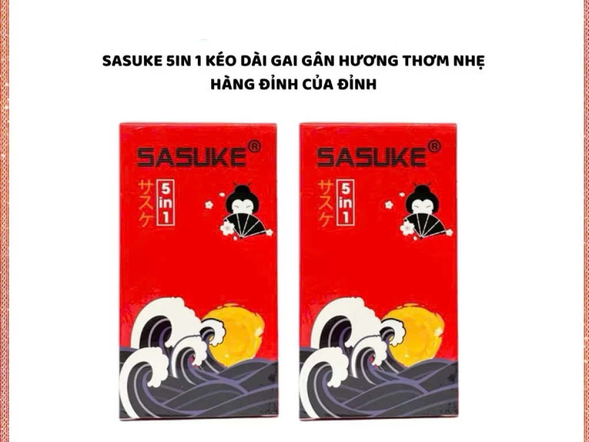 Bao cao su Sasuke Đỏ 5 IN 1 Gân Gai - Kéo dài thời gian