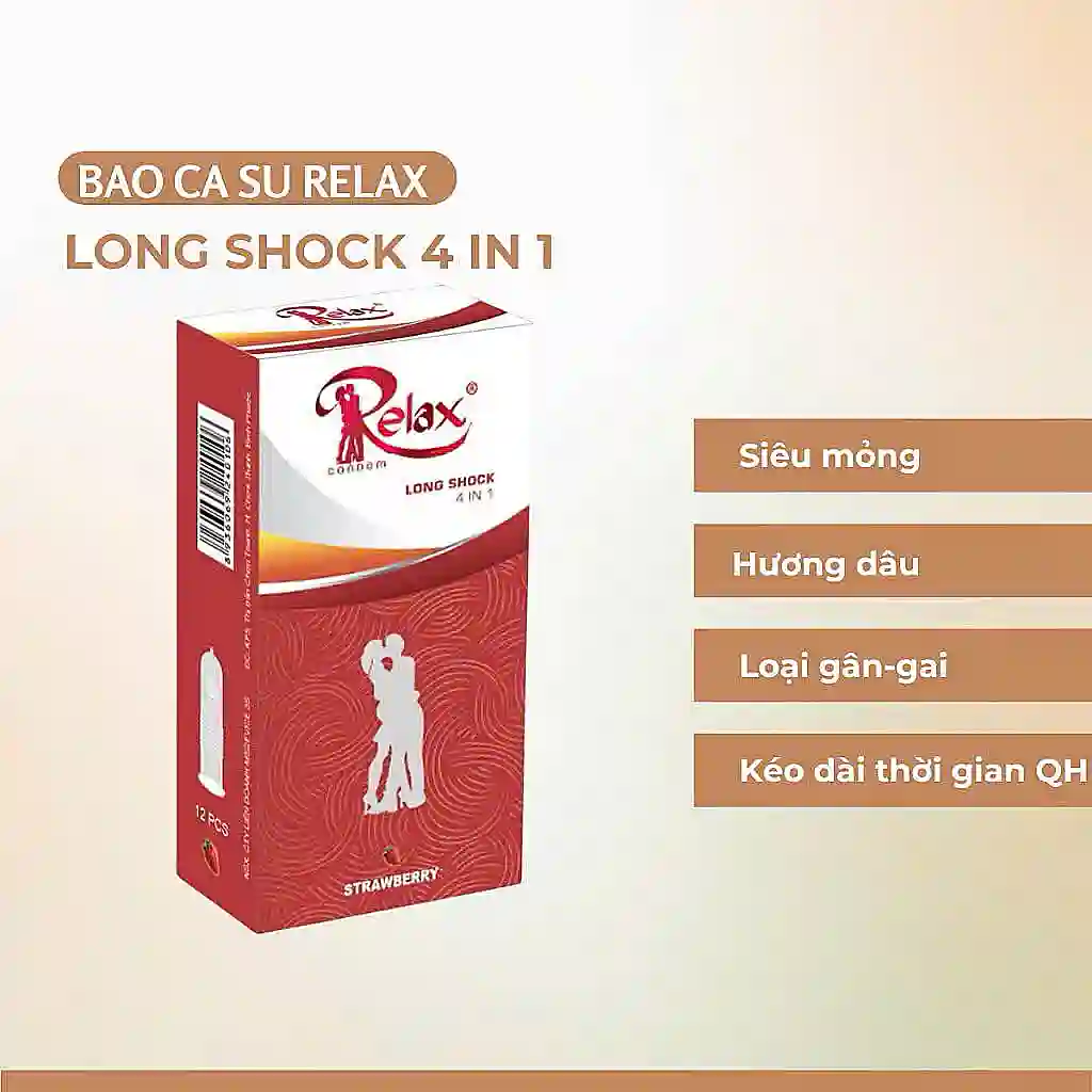 Bao caosu Relax Long Shock 4 in 1 hương dâu H12