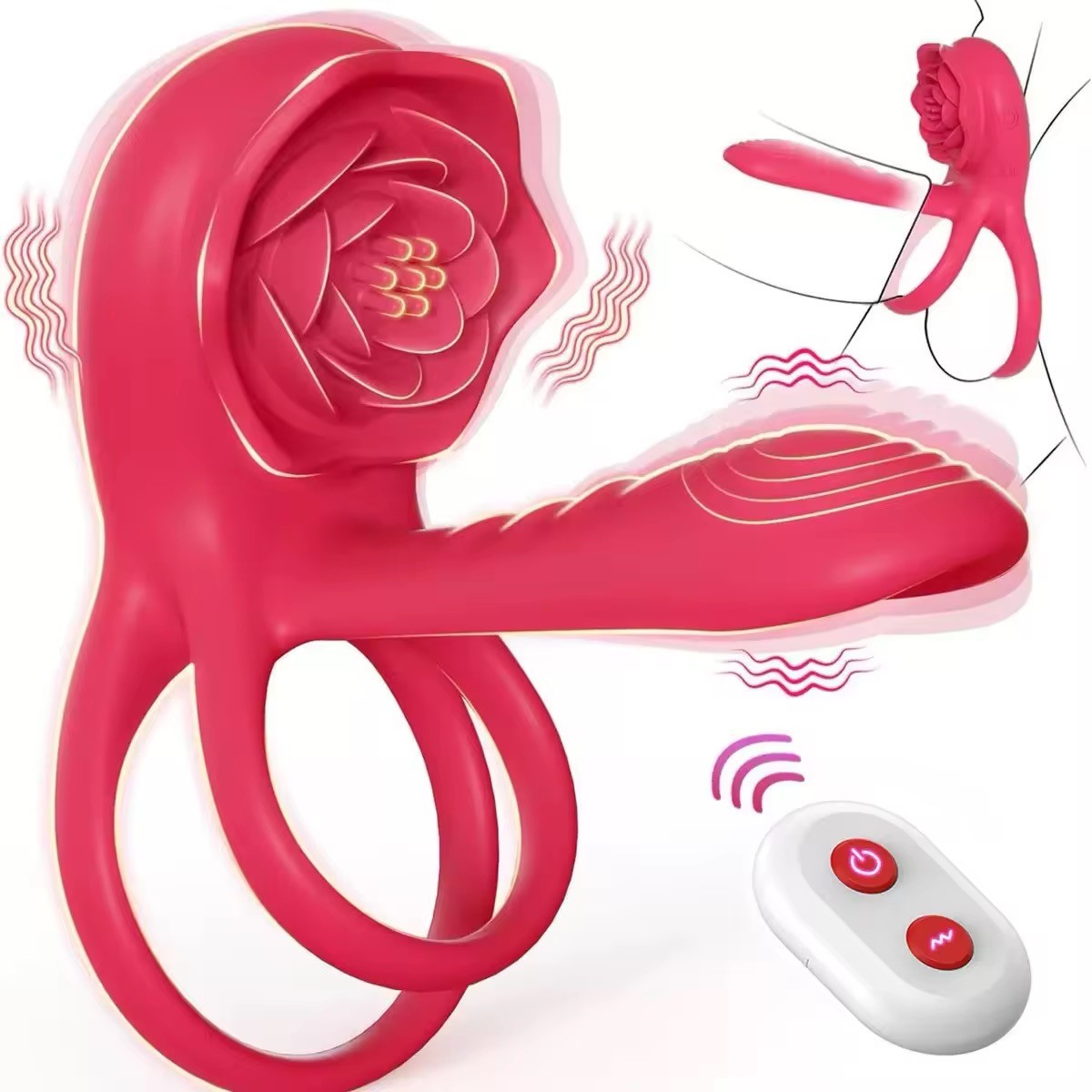 Vòng đeo dương vật Love hoa hồng có điều khiển 3