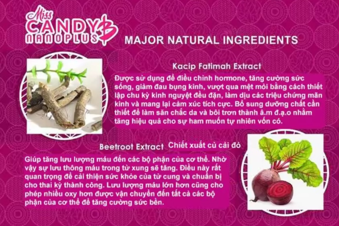 Kẹo Sâm Miss Candy B Hộp 8 Viên TĂNG CƯỜNG SINH LÝ NỮ chính hãng mỹ 6