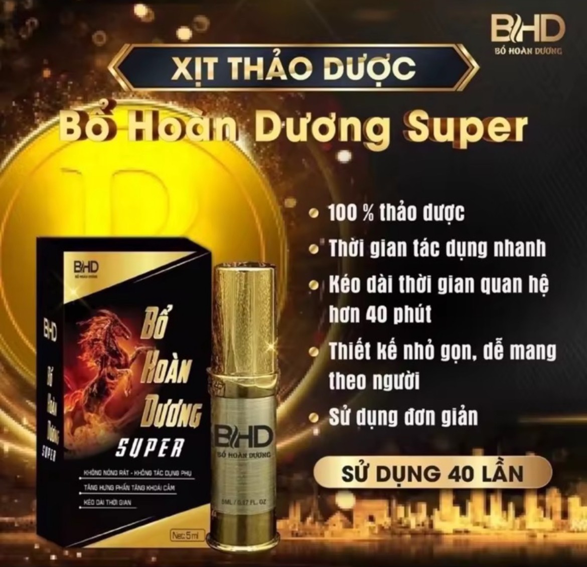 Chai xịt tăng hưng phấn, chống xuất tinh sớm Bổ Hoàn Dương Supre 5ml 1