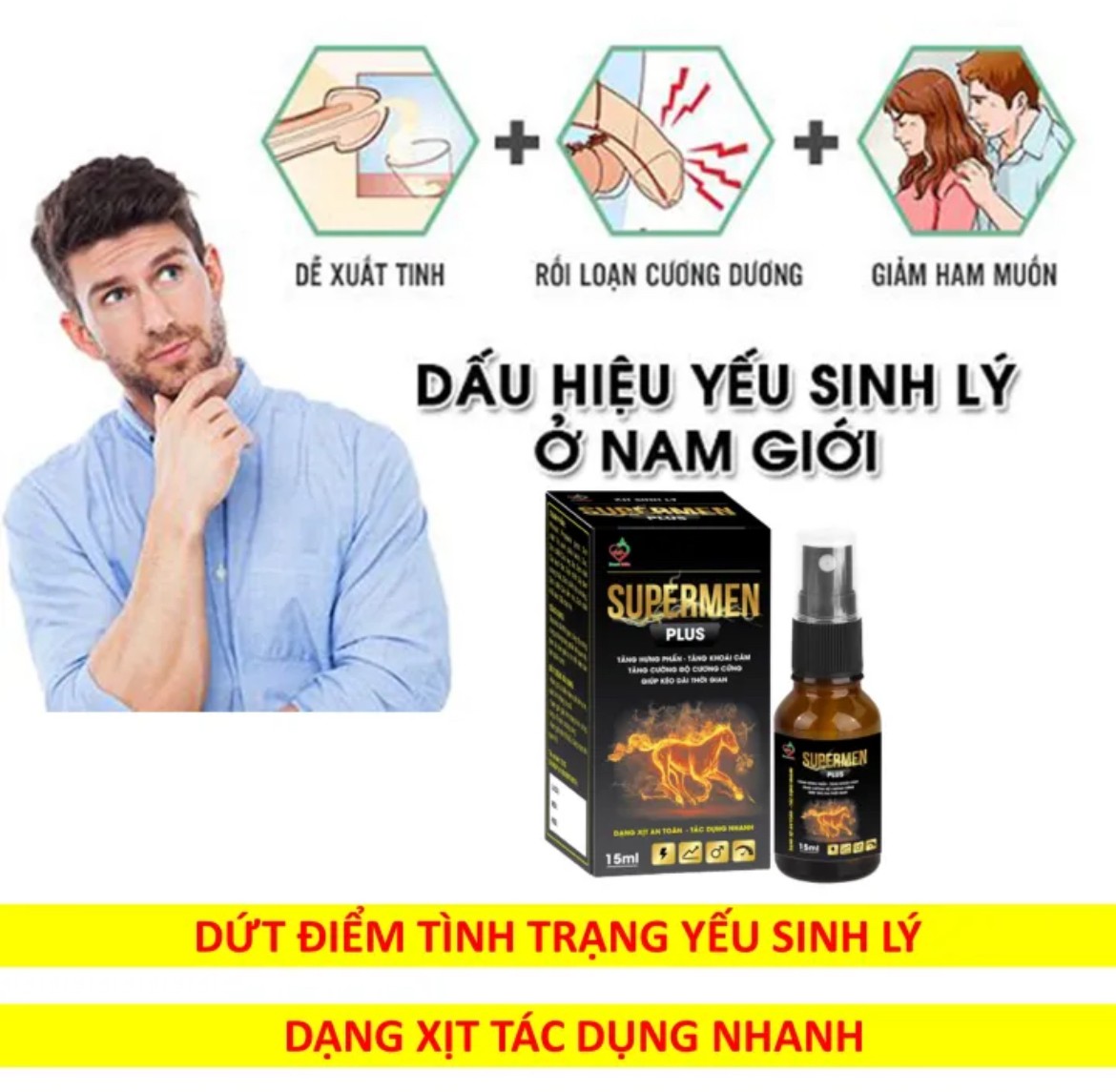 Thuốc xịt chống xuất tinh sớm tăng cương cứng Supermen plus 5