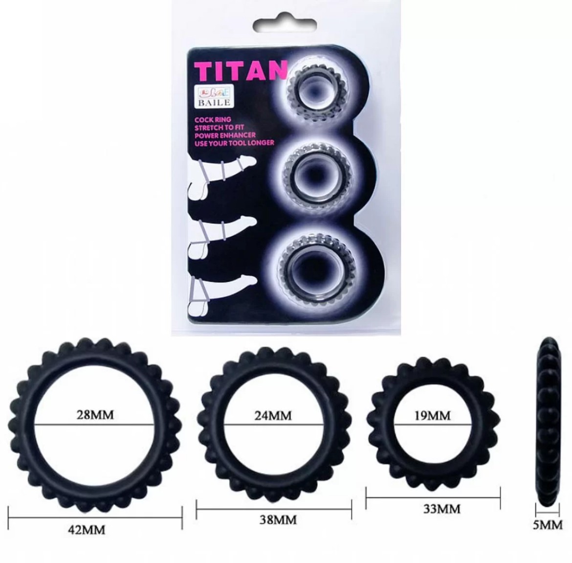 Bộ 3 vòng đeo dương vật chống xuất tinh sớm Titan 4